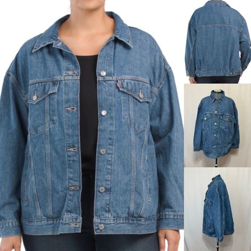 Levi's NWT Sz 2X Light Indigo Plus How About It Baggy Trucker Denim Jean Jacket